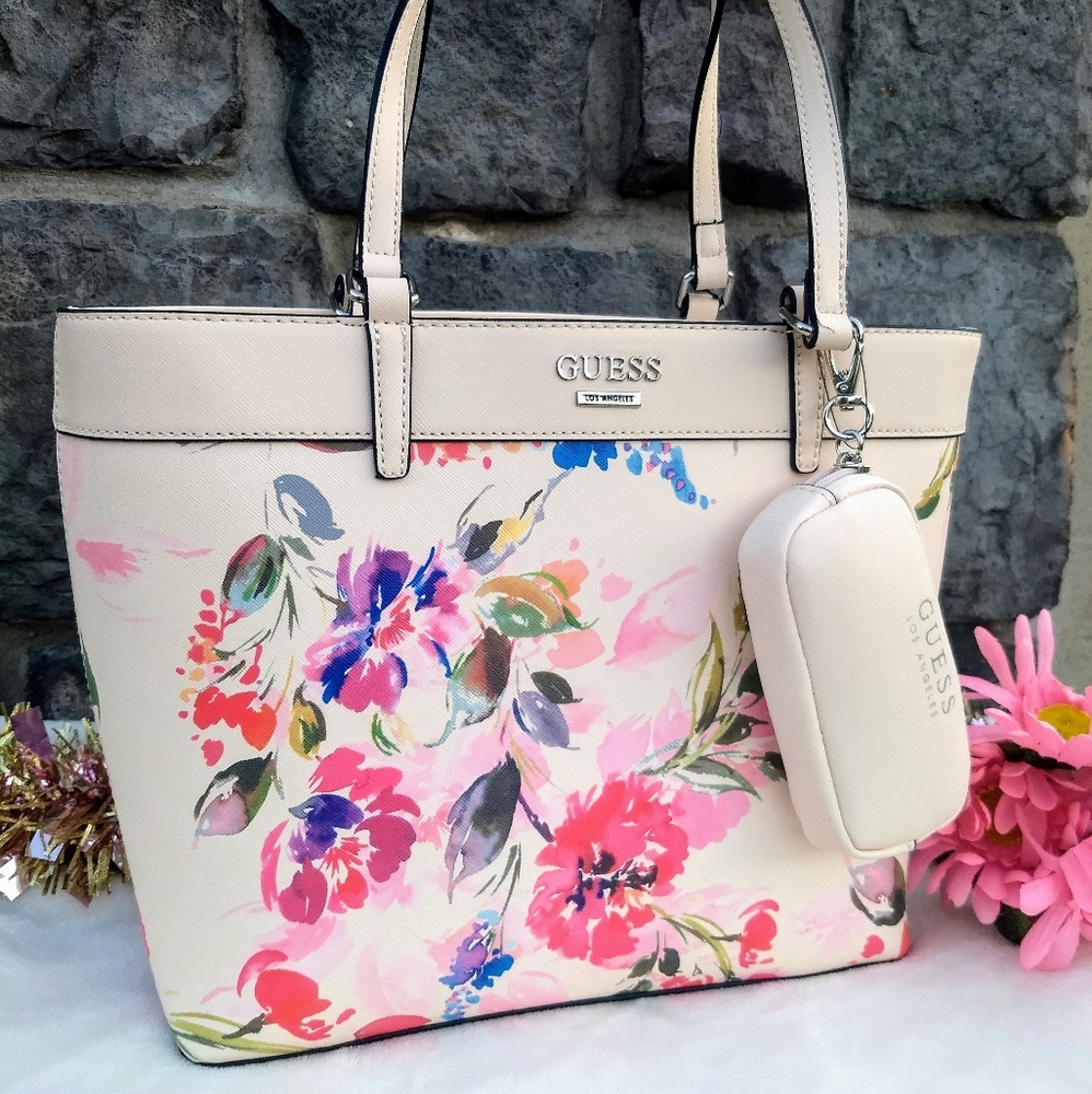 OUT Of STOCK Guess Pink Floral Garren Tote Set - Picture 5 of 13